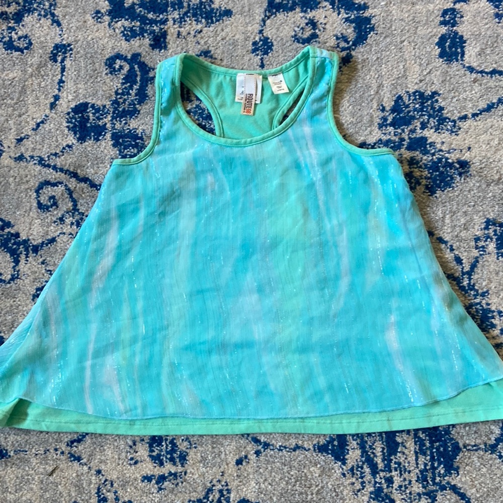 Blue green, racer back tank, youth 10/12